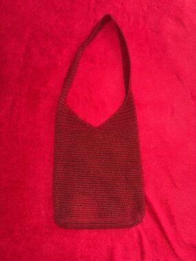 The Sak Red Knit Shoulder Bag with V-Neck Strap